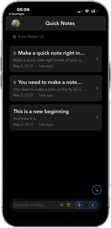 JourneyM8 Quick Notes screen for capturing whisky thoughts